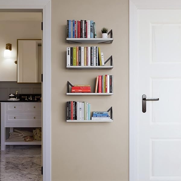 Wallniture Estantes flotantes Milan para pared, estantes de pared de madera para organización y almacenamiento de cocina, 43 x 15 cm, juego de 4 unidades - Image 4