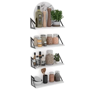 Wallniture Estantes flotantes Milan para pared, estantes de pared de madera para organización y almacenamiento de cocina, 43 x 15 cm, juego de 4 unidades