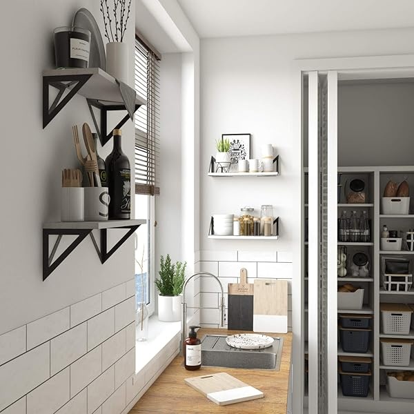 Wallniture Estantes flotantes Milan para pared, estantes de pared de madera para organización y almacenamiento de cocina, 43 x 15 cm, juego de 4 unidades - Image 9