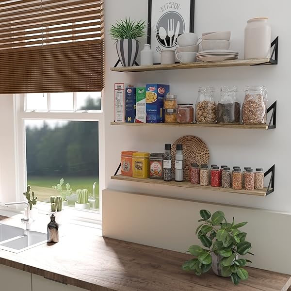 Wallniture Minori - Estantes flotantes grandes de 91 cm para almacenamiento de pared, juego de 3 estantes de almacenamiento de DVD para decoración de sala de estar, quemado oscuro - Image 5
