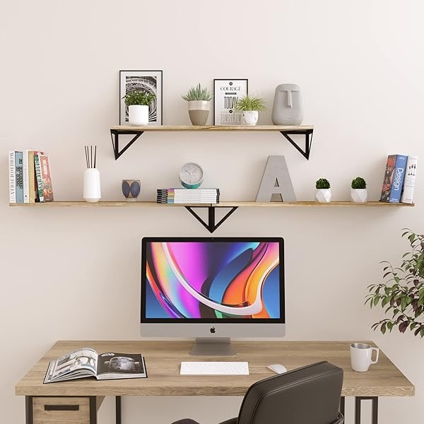 Wallniture Minori - Estantes flotantes grandes de 91 cm para almacenamiento de pared, juego de 3 estantes de almacenamiento de DVD para decoración de sala de estar, quemado oscuro - Image 9