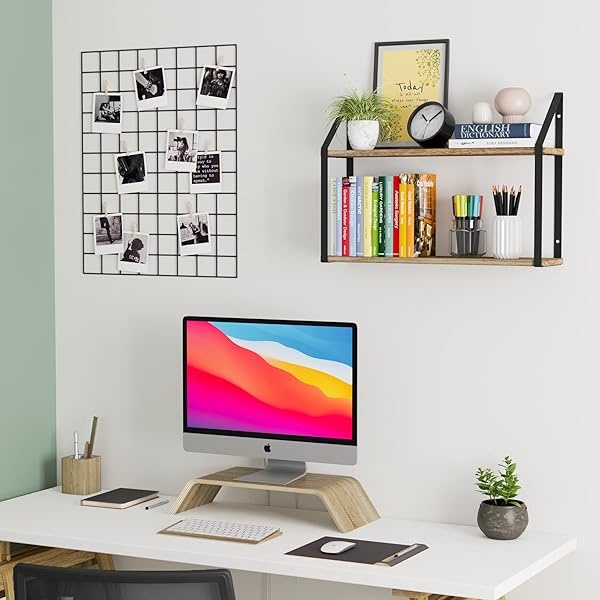 Wallniture Modena - Organizador de baño de 2 niveles de 24 pulgadas, estante de pared para organización de cocina, decoración de oficina, estantes de libros, sala de estar, acabado quemado - Image 6