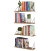Wallniture Ponza - Estantes flotantes de madera para almacenamiento de pared para decoración de sala de estar, juego de 4 estantes de pared con soportes de estantes blancos, acabado quemado