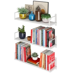 Wallniture Toledo - Estantes flotantes blancos para almacenamiento, estantería, decoración de sala de estar, organización de cocina, almacenamiento de baño, estante de pared de oficina, juego de 3