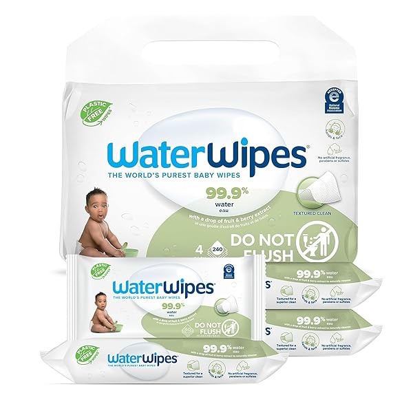 WaterWipes Hand Face Baby Wipes With Soapberry - 240 Wipes (4 Pack Of 60Count)