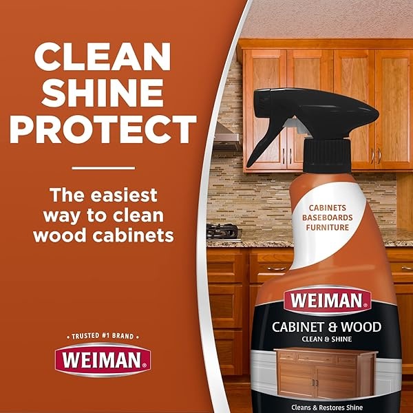 Weiman - Spray de limpieza y protección para gabinetes y madera, para muebles, mesas, zócalos, adornos y mucho más 16 onzas, paquete de 2 con toalla de microfibra - Image 3