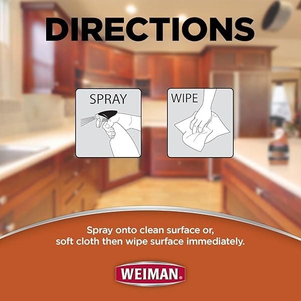 Weiman - Spray de limpieza y protección para gabinetes y madera, para muebles, mesas, zócalos, adornos y mucho más 16 onzas, paquete de 2 con toalla de microfibra - Image 4