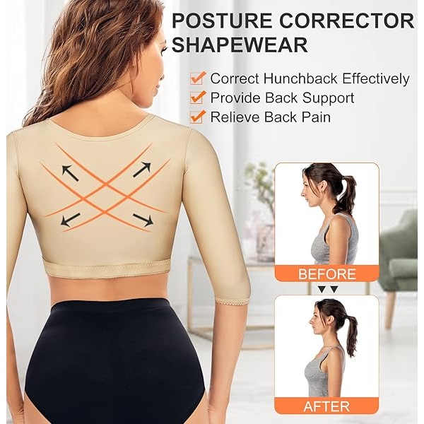 Wonderience - Mangas de compresión para Mujer, para Parte Superior del Brazo, Beige, XL - Image 7