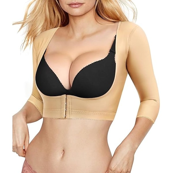 Wonderience - Mangas de compresión para Mujer, para Parte Superior del Brazo, Beige, XL