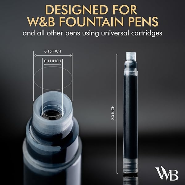 Wordsworth & Black Paquete de 12 recambios de tinta para pluma estilográfica, juego de 6 cartuchos de tinta negra, 6 cartuchos de tinta azul, tamaño estándar internacional, longitud APPR 1.5 pulgadas, diámetro de la base APPR 0.25 pulgadas, desechable y genérico - Image 4