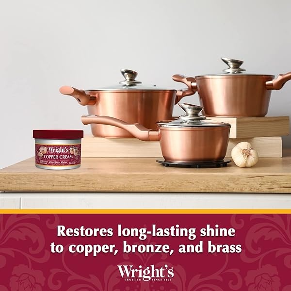 Wright's Limpiador en crema de cobre y latón, con paño de pulido, limpia suavemente y elimina el deslustre sin rayar - Image 7