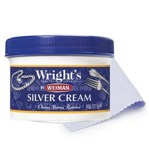 Wright's Silver Cleaner and Polish Cream - 237ml with Polishing Cloth - Ammonia-Free - Gently Clean and Remove Tarnish without Scratching