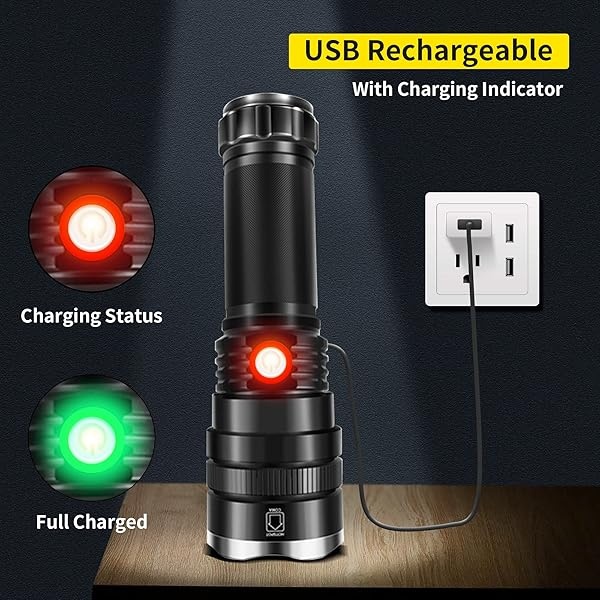 XURLEQ - Linterna recargable de alta luminosidad, 3 modos, ajustable, impermeable, táctica, linterna LED para camping, ciclismo, senderismo, emergencia al aire última intervensión - Image 7