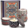 YMing - Juego de velas perfumadas para regalo, velas para mujeres, 8% de aceite esencial, paquete de 4 velas de aromaterapia de 4.5 onzas, regalos para aliviar el estrés para novia, profesor, mamá, aniversario, cumpleaños, Navidad