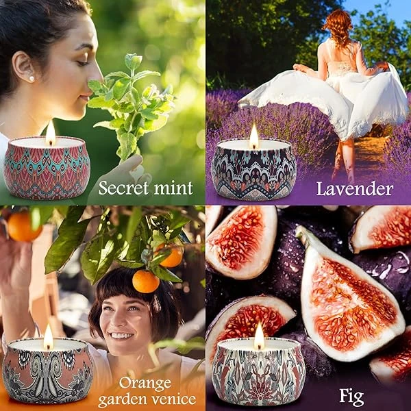 YMing - Juego de velas perfumadas para regalo, velas para mujeres, 8% de aceite esencial, paquete de 4 velas de aromaterapia de 4.5 onzas, regalos para aliviar el estrés para novia, profesor, mamá, aniversario, cumpleaños, Navidad - Image 5