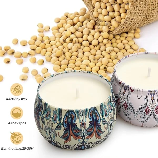 YMing - Velas perfumadas para mujeres, mamá, 8% de aceite esencial, paquete de 4 velas de soja para el hogar, 120 horas de combustión, regalos para aliviar el estrés para novia, profesor, mamá, aniversario, cumpleaños, Navidad - Image 4