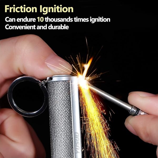 YUSUD - Paquete de 2 mecheros permanentes con llavero multiherramienta, reutilizable, impermeable, para hacer coincidir en cualquier lugar, para siempre Flint Fire Starter para supervivencia al aire - Image 3