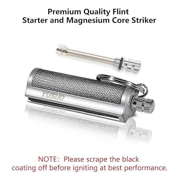 YUSUD - Paquete de 2 mecheros permanentes con llavero multiherramienta, reutilizable, impermeable, para hacer coincidir en cualquier lugar, para siempre Flint Fire Starter para supervivencia al aire - Image 4