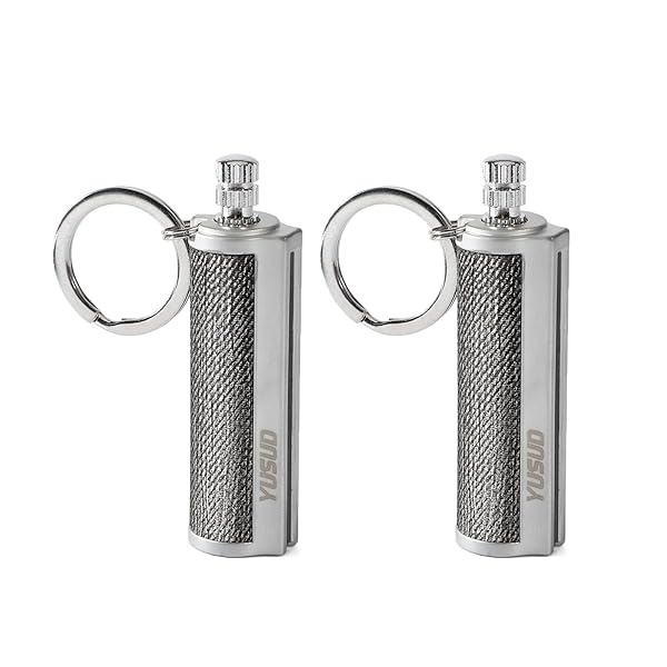 YUSUD - Paquete de 2 mecheros permanentes con llavero multiherramienta, reutilizable, impermeable, para hacer coincidir en cualquier lugar, para siempre Flint Fire Starter para supervivencia al aire