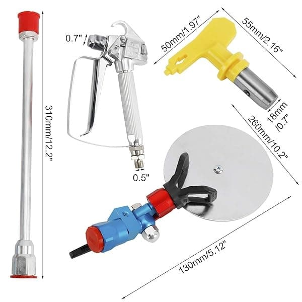 YaeMarine Pistola de pintura sin aire con herramientas de guía de pulverización, 3600 PSI reversible 517 punta y protector de punta, poste de extensión de 12 pulgadas - Image 3