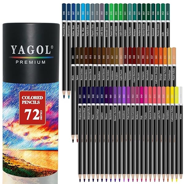 Yagol - Lápices de colores para adultos, 72 lápices de dibujo profesionales de colores, lápices de colores para adultos, principiantes, adolescentes y profesionales.