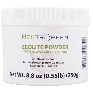 Zeolite en polvo, 0.55 libras, Ultra FINE menos de 2 μm, Clinoptilolita: 95%, 3X activado, polvo mineral natural. Gotas de curación