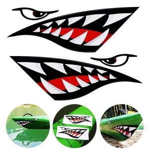 ZxbPal Calcomanías con diseño de Diente de tiburón, para Kayak, Barco, Pesca, Canoa, gráficos, Accesorios Reflectantes para Coche, camión, 2 Unidades