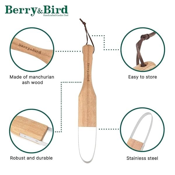Berry&Bird Cortador de malas hierbas de 30 cm, herramienta raspadora de jardín con mango de madera para jardinería, césped, trabajo de patio - Image 5