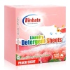 Binbata Hojas de detergente para ropa sucia, 64 piezas (128 cargas), hipoalergénicas, ecológicas, con aroma a melocotón, sin plástico biodegradable, sin líquido, detergente adecuado para pieles sensibles
