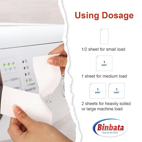 Binbata Hojas de detergente para ropa sucia, 64 piezas (128 cargas), hipoalergénicas, ecológicas, con aroma a melocotón, sin plástico biodegradable, sin líquido, detergente adecuado para pieles sensibles - Image 3