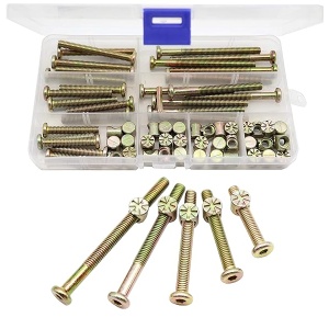 cSeao - Juego de tornillos de repuesto para cuna de bebé, 50 piezas M6 x 30 mm, 40 mm, 50 mm, 60 mm, 70 mm, kit de tornillos chapados en zinc para sillas, literas, muebles de cuna