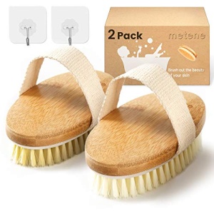 cepillo para polvo exfoliante para el cuerpo seco, 2 unidades para la espalda con cerdas suaves y rígidas, cepillo para polvo de baño húmedo y seco para celulitis y linfático, adecuado para pieles sensibles y todo tipo de piel