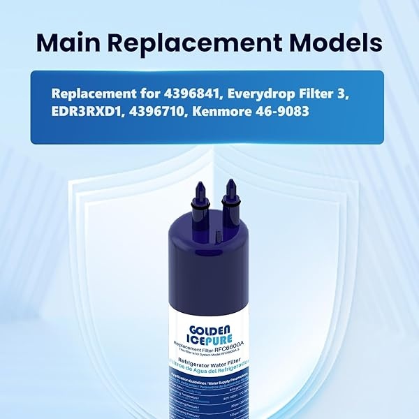 dorado ICEPURE - Filtro de agua para refrigerador 4396841, compatible con filtro Everydrop 3, EDR3RXD1, 4396710, Kenmore 46-9083, 46-9030, filtro de agua para refrigerador, paquete de 3 - Image 7