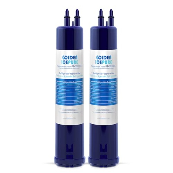 dorado ICEPURE - Repuesto para 4396841, Everydrop Filter 3, 4396710, EDR3RXD1, Kenmore 46-9083, 46-9030, filtro de agua para nevera, paquete de 2