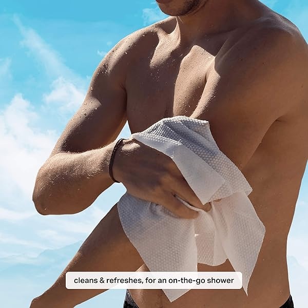 everyHERO Toallitas de ducha corporal y cara para adultos (20 unidades) – sin perfume, extra grandes de 13 x 12 pulgadas, biodegradables, sin enjuague, toallitas limpiadoras para camping, deportes, viajes y mucho más - Image 4