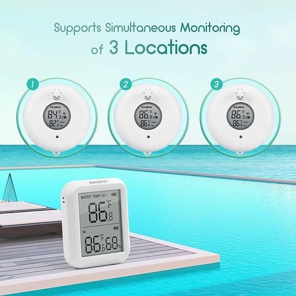 Inkbird IBS-P01R Termómetros para Piscinas con Transmisor Inalámbrico+Receptor Monitor de Temperatura y Humedad, Termómetro Flotante para Piscinas Interiores y Exteriores, Peces Estanques, Acuarios, Spas y Jacuzzis - Image 4