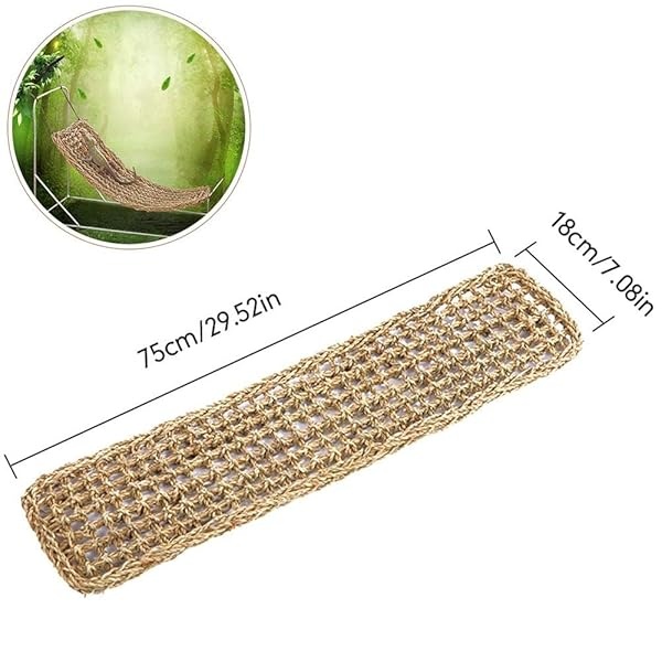 kathson Hamaca de dragón barbudo para reptiles, tumbona de reptiles, cangrejo ermitano, juguetes de escalada, accesorios para hábitats, 100% fibras de zacate natural, hamaca para gecos - Image 3
