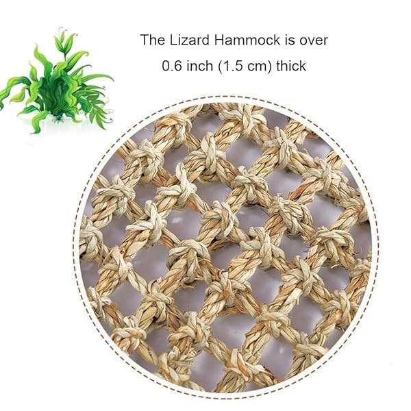 kathson Hamaca de dragón barbudo para reptiles, tumbona de reptiles, cangrejo ermitano, juguetes de escalada, accesorios para hábitats, 100% fibras de zacate natural, hamaca para gecos - Image 4