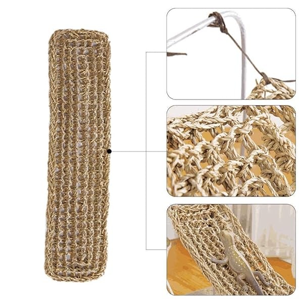 kathson Hamaca de dragón barbudo para reptiles, tumbona de reptiles, cangrejo ermitano, juguetes de escalada, accesorios para hábitats, 100% fibras de zacate natural, hamaca para gecos - Image 6