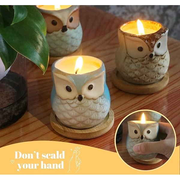 Kinforse Juego de velas perfumadas para mujeres, regalos de búho para mujeres, paquete de 6 velas de aromaterapia de búho, regalo a granel para cumpleaños, madre, Acción de Gracias - Image 7