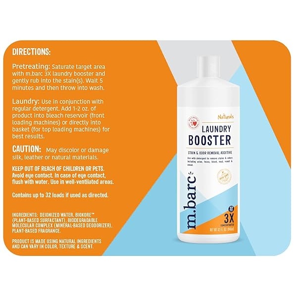 m.barc Naturals Pet Laundry Detergente Booster – Aditivo para eliminar manchas y olores 32 onzas (paquete de 2) – Elimina manchas y olores de la ropa de mascotas, ropa, ropa de cama y mucho más. - Image 10