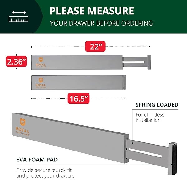 Separadores de cajones de bambú ajustables – Separadores de cajones expandibles para cocina, tocador, dormitorio, baño y oficina, paquete de 4 (grande (hasta 22 pulgadas), gris) - Image 3