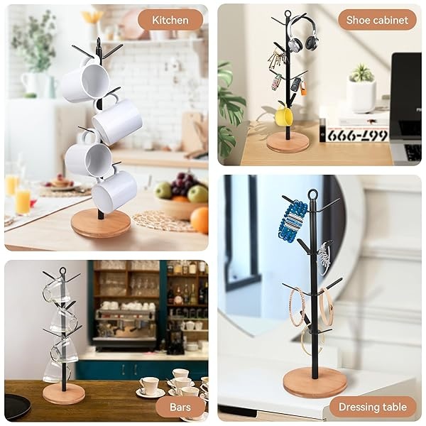 simesove - Soporte para tazas de café, árbol para tazas de café con 8 ganchos, soporte antideslizante para tazas de café, soporte para tazas de café para mostrador, árbol para tazas de café, estante - Image 7