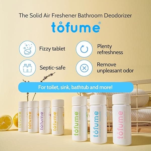 tofume, Efervescente Sólido Natural Baño Eliminador de Olor, Ylangylang-Lavanda 30 tabletas, 3botts - Image 4