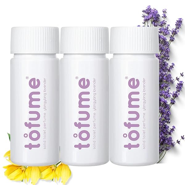 tofume, Efervescente Sólido Natural Baño Eliminador de Olor, Ylangylang-Lavanda 30 tabletas, 3botts